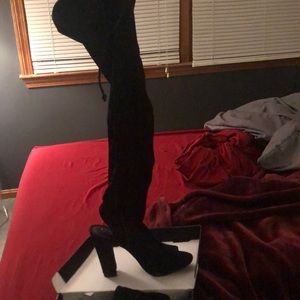 Suede thigh high boots
